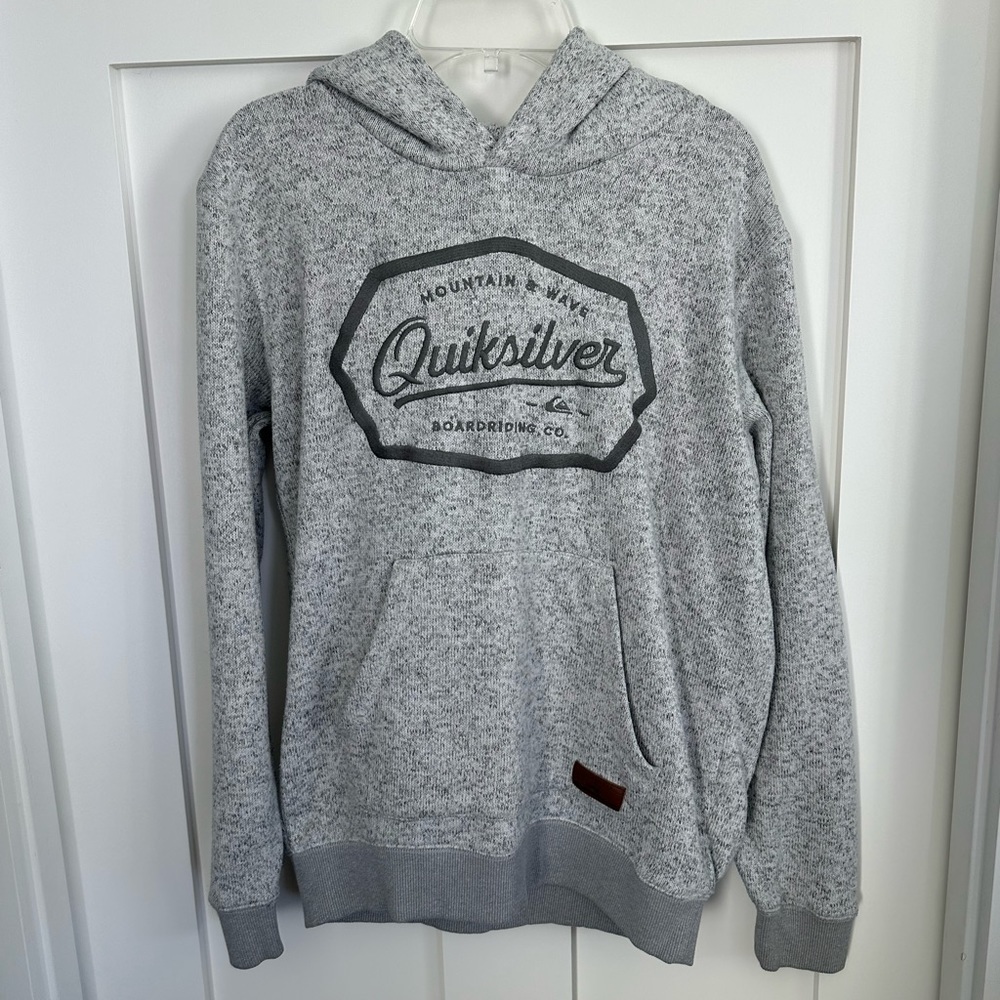 Quicksilver grey youth hoodie “Keller hood art youth” size XL soft and cozy!